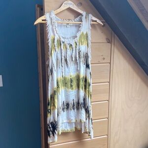 Ya Los Angeles Tie-Dye Fringe Tank Top - Yellow and Black